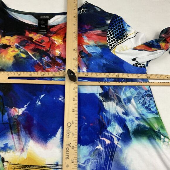 Ali Miles Knit Top Abstract Wearable Art Colorful Casual Blouse 3/4 Sleeve PM - Picture 8 of 10